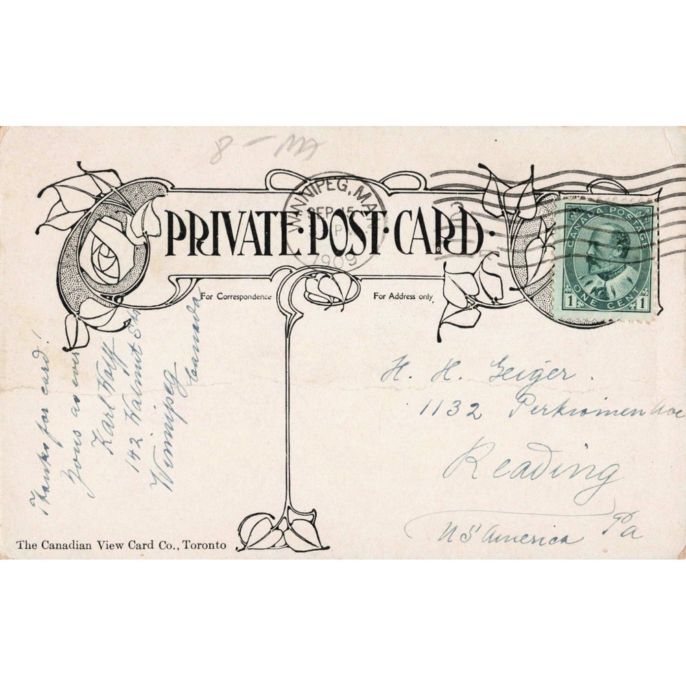 Vintage 1909 Bow River Valley Banff Alberta Canada Private Post Card CPR Gazebo - Picture 2 of 2